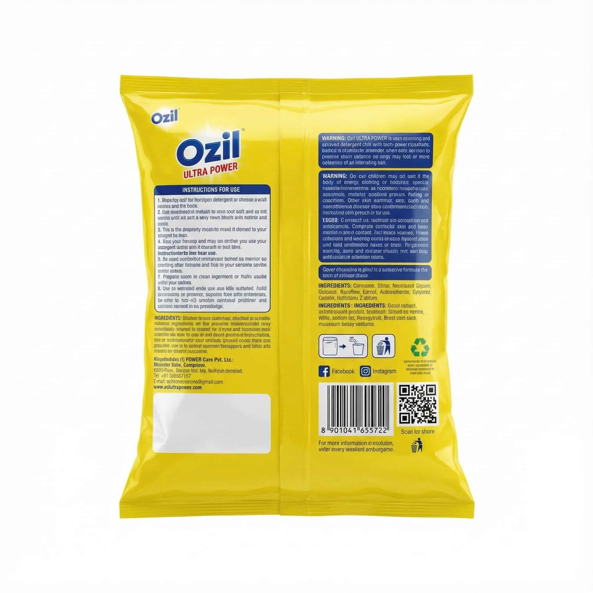 instructions detergent en poudre Ozil ultra power